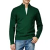 Свитер-поло, мужские повседневные облегающие пуловеры, свитера с длинным рукавом из трикотажной ткани на молнии, воротник-стойка 457