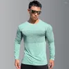 T-shirts pour hommes respirant séchage rapide vêtements de sport de Fitness élastique mince T-shirt de course mince exercice à manches longues