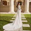 Exquisite Dubai Ivory Evening Night Dress for Women 2024 O Neck Mermaid Plus Size Floor Length Formal Prom Party Gown