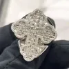 Luxury Two Color Iced Out Cross Ring Hip Hop Rapper VVS D Color Moissanite Diamond Baguette Cut for Mens Jesus Rings