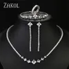 Set di gioielli da sposa ZAKOL Elegante 4 pezzi quadrati di zirconi cubici per le donne Moda orecchini da sposa collana braccialetto anello set 231207