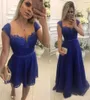 Aftonklänningar Royal Blue Prom Gown Party A Line Formal O-Neck Applique Pärled Anpassad plus Size Plus-blixtlås Lace Up Illusion Ny ärmlösa spetsar Två stycken