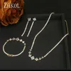 Set di gioielli da sposa ZAKOL Elegante 4 pezzi quadrati di zirconi cubici per le donne Moda orecchini da sposa collana braccialetto anello set 231207