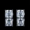 Vendita calda 925 orecchini in argento Vvs d colore Moissanite 2ct 6 * 6mm taglio Asscher semplice perno quadrato