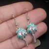 Orecchini pendenti Hermosa Gemstone Natural Blue Opal Palm Tree Gioielli di moda unici Gancio a goccia per le donne 20234546