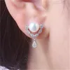 Boucles d'oreilles à clous, perles d'eau douce à la mode incrustées de gouttelettes d'eau en forme de V en Zircon, personnalisées et minimalistes