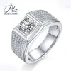 2023 Hot Sale d Color Round Cut 1ct Moissanite Silver Plated 18k White Gold Vvs Def Men's Ring