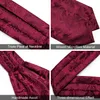 Neck Ties Burgundy Red Paisley Men Vintage Ascot Tie Wedding Formal Cravat Luxury Necktie Hanky Cufflinks Ring Set For Party DiBanGu 231206