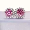 Clássico 4 garras silver925 brincos 0.5ct 5mm forma redonda rosa moissanite diamante jóias venda quente