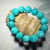 Strand atacado genuíno luz azul verde tianhe pulseiras de pedra natural contas redondas para presente feminino jóias frescas joursneige