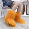 Women Outdoor Warm Boots Beach Wool Fur Snow Boots Girls Fashion Y2K Boots Furry Cute Long Mongolian Boots Plush Faux Fur Shoes