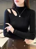 Maglioni da donna lavorato a maglia dolcevita scavato sexy autunno inverno maglione sottile top morbido e caldo maglieria pullover femme maglione