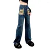 Frauen Jeans Unregelmäßige Loch Frühling Herbst 2023 Amerikanischen Stil Vintage Hohe Taille Abnehmen Design Wischen Hosen