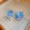 Studörhängen 2023 ankomst mode akryl kvinnor trendiga gradient stor blomma blå färg eleganta kvinnliga smycken