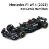 항공기 모들 Bburago 1 24 메르세데스 2023 AMG W14 E 성능 44 Lewis Hamilton Formula 자동차 정적 다이커스 합금 모델 231207