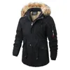 Herrenjacken Solide Mode Lässige Outwear Winter Herren Warme Fleece Parkas Männliche Winddichte Dicke Kapuze Pelzkragen Parka Mantel 231207