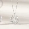 Hangers jiialy cz star kompas s925 sterling zilveren paar ketting eenvoudige sleutelbeen ketting voor vrouwen verjaardag sieraden cadeau