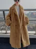 여자 모피 RDMQ 2023 4XL 겨울 여성 따뜻한 가짜 코트 우아한 두꺼운 이중 가슴 장거리 재킷 한국 패션 외투