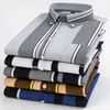 Men's Casual Shirts Men Fashion Plaid Turn-down Collar Long Sleeve Blouse Clothing Temperament Buttons Slim Cardigan Striped Handsome