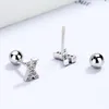 Stud Oorbellen S925 Sterling Zilveren Schroefdraad A-Z 26 Letters Vrouwen Ingelegd Kubieke Zirkoon Diy Oorbeen