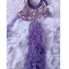 Girl Dresses Summer Y2k Dress Elegant Purple Sequin Sparkling Princess Birthday Host Ball Gown For Women Party Frocks