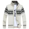 Men's Sweaters Autumn Winter Geometric Print Wool Sweater Men Knitted Cardigan Christmas Windbreaker Warm Fashion Zipper Big Size 5XL 231206