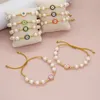 Chain Colorful Enamel Charm Bracelets Golden Beads Freshwater Pearl Bangle For Women For Daily Wear Handmade Fashion Jewelry 231204