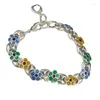 Colar brincos conjunto donia jóias moda europeia e americana personalizado esmalte flores pulseira de titânio luxo retro terno.