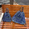 Moda podwójne ramię duża pojemność vintage myjone dżinsowe kobiety plecakowe torby na śmieci Mała szkolna bag 122223a