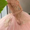 Robe de bal rose chérie, sans manches, avec des Appliques de perles en dentelle, robe de soirée d'anniversaire, 2024