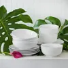 Ensembles de vaisselle Collection porcelaine et ustensiles de Service 16 pièces Service pour 4 ustensiles classiques en or blanc bois S