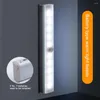Lâmpada de parede sensor de movimento luz sem fio rv passo noite operada por bateria com 10 leds para armários escadas corpo