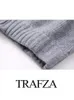 Pelliccia sintetica da donna TRAFZA 2023 Giacca bomber lavorata a maglia con cerniera Y2K Autunno Girocollo allentato Maglione casual Cappotto corto spesso 231206