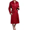 Men's Sleepwear Men Bathrobe Solid Color Silky Smooth Soft Sleeping Robes Long Sleeve Gown For Spring