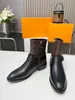 Роскошный дизайнер Westside Flat High Boots Женщины темно-коричневая резиновая вставка черная кожаная боковая zip zip martin internekers Размер 35-42