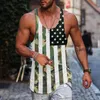 Men's Tank Tops Male Summer Striped Print I Shaped Round Neck Sleeveless Vest Blouse Long Sleeve Casual T Shirt Men