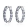 Nuovo design 2023 gioielli di lusso delle donne Iced Out Vvs Moissanite orecchini a cerchio Hiphop Bling orecchino in argento sterling 925