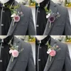 브로치 장미 시뮬레이션 꽃 브로치 남자 신랑복 핀 보석 개회식 저녁 식사 용품 핑크 코사지 절묘한 선물