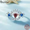 Bague solitaire Bamoer en argent sterling 925 éblouissante ronde en pierre de lune, bague en forme d'étoile de mer, réglage pavé de CZ pour femmes, bijoux fins BSR446 YQ231207