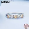 Anillo solitario Wastu 925 plata esterlina clásico corte redondo morganita color circón dedo anillos de promesa para mujeres joyería de boda regalo CTR379 YQ231207