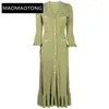 Casual Dresses For Women 2023 Elegant High Quality Luxury Designer Green Party Long Knitted Dress