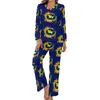 Dames Nachtkleding Faster Paard Pyjama Dames Abstracte kunst Romantisch Nachtkleding Lente Lange mouw 2-delig Nacht V-hals Pyjamasets op maat