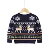 Cardigan 2023 Jultryck tröja pojkar flickor stickade pullover bomullskläder hösten vinter xmas barn slouchy mjuk ullkläder stickkläder 231207