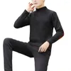 Men's Thermal Underwear Fleece Lined Long Johns Set Winter Warm Half Turtleneck Top Bottom Size L-3XL Multiple Colors Available