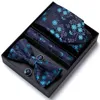 Halsband Silkemän Bow Tie Set för män Purple Solid Gold Floral Bowtie Pocket Squre Cufflinks Fashion Slips i presentförpackning 231206