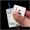 Tändare Creative Jet Torch Green Flame Poker Lighter Metal Windproof Spelar Kort Roman Funny Toy Reting Accessories Gift D Drop Del Dhd1q