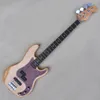 4 strängar Natural Wood Color Ash Electric Bass Guitar med 20 Frets Rosewood Freboard Red Pearl PickGuard Anpassningsbar