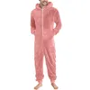 Men's Sleepwear Men Winter Warm Teddy Fleece Stitch Onesie Fluffy One Piece Sleep Lounge Pajama Jumpsuits Hooded Onesies For Adult