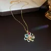 Pendant Necklaces ALLME Textured Shiny CZ Cubic Zircon Double Layers Flower For Women Gold Plated Copper Choker Necklace 2023