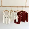 Ensembles de vêtements 7795 Vêtements pour bébés Costume tricoté 2023 Automne Hiver Broderie Fille Pull Manteau ou Princesse Escalade